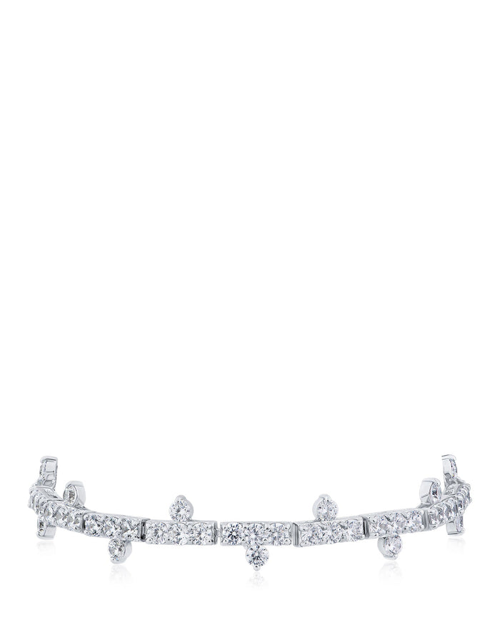 Pulsera tenis con picos y zirconias cúbicas redondas en latón bañado en rodio, foto 1