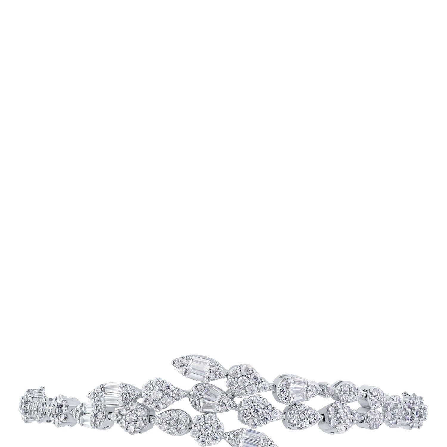 Pulsera superpuesta de tres hileras con zirconias cúbicas en latón bañado en rodio, foto 1