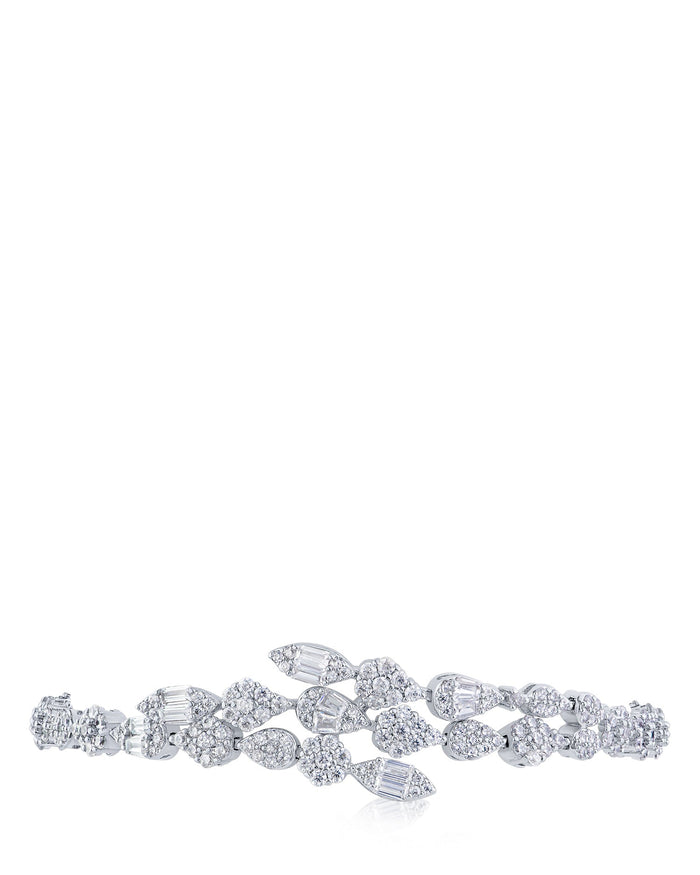 Pulsera superpuesta de tres hileras con zirconias cúbicas en latón bañado en rodio, foto 1