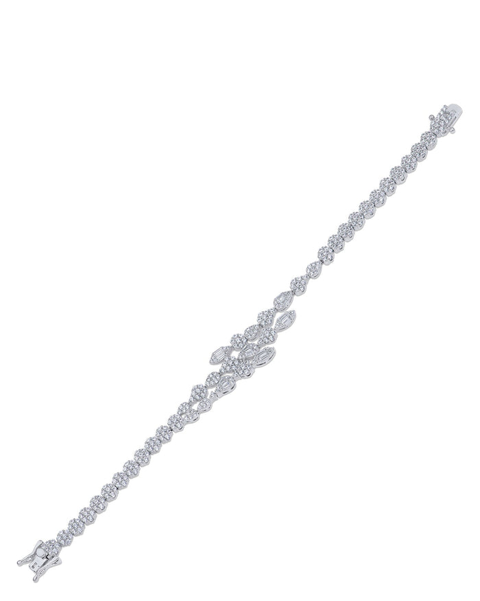 Pulsera superpuesta de tres hileras con zirconias cúbicas en latón bañado en rodio, foto 2