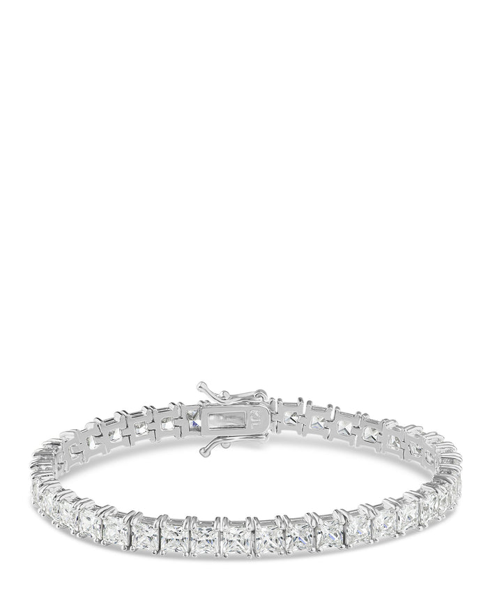 Pulsera tenis con zirconias cúbicas talla princesa en plata de ley, foto 1