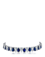 Alternating Pear Cubic Zirconia Bracelet in Rhodium-Plated Brass