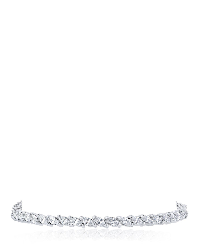 Pulsera tenis de zirconias cúbicas marquesa en latón bañado en rodio, foto 1
