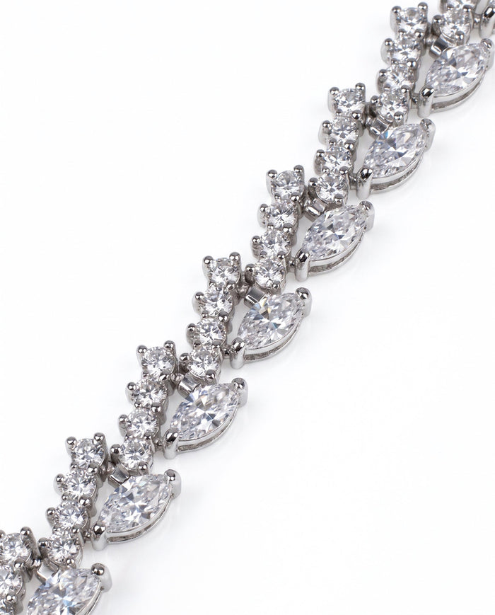 Pulsera con zirconias cúbicas redondas y marquesa en latón bañado en rodio, foto 2