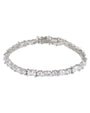 Mixed-Shape Cubic Zirconia Tennis Bracelet in Rhodium-Plated Brass, photo 1