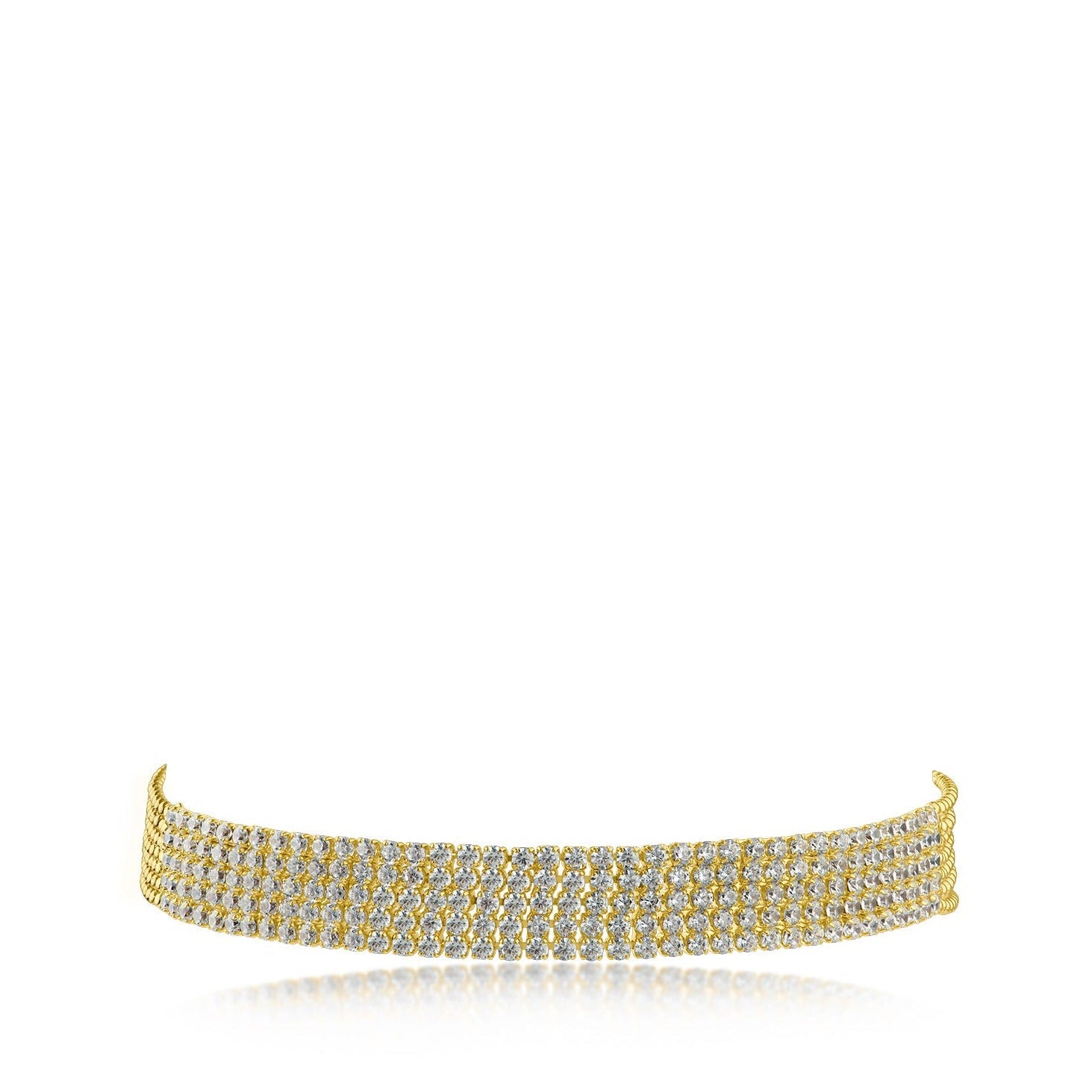 Pulsera de varias hileras con zirconias cúbicas redondas en engaste micro pavé en latón bañado en oro, foto 1