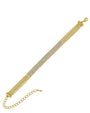 Pulsera de varias hileras con zirconias cúbicas redondas en engaste micro pavé en latón bañado en oro, foto 3