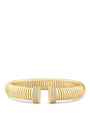Pavé Cubic Zirconia Thin Coil Cuff in Gold-Plated Brass, photo 1