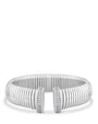 Brazalete en espiral con zirconias cúbicas redondas en engaste pavé en latón bañado en rodio, foto 1
