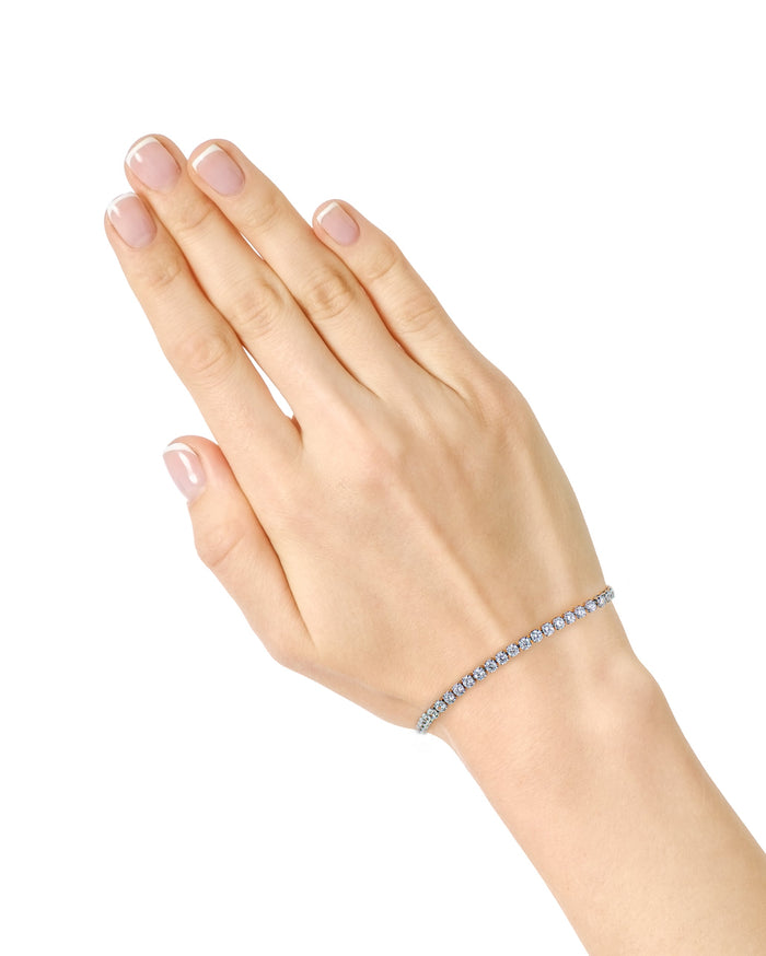 Round Cubic Zirconia Delicate Tennis Bracelet in Plated Brass, photo 5