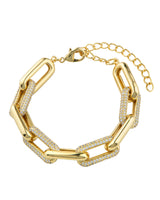 Pulsera de eslabones ovalados con zirconias cúbicas pavé en latón bañado en oro de 18K o en rodio