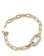 Pavé Cubic Zirconia Oval Link Bracelet in 14K Gold-Plated Brass, photo 1