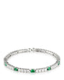 Round and Oval Cubic Zirconia Flexible Bracelet in Rhodium-Plated Brass, photo 2