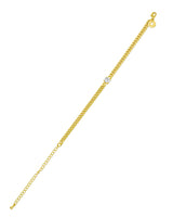 Pulsera de cadena con zirconias cúbicas redondas en latón en tono dorado o bañado en rodio