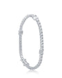 Pulsera con zirconias cúbicas redondas y estaciones baguette en latón bañado en rodio, foto 1