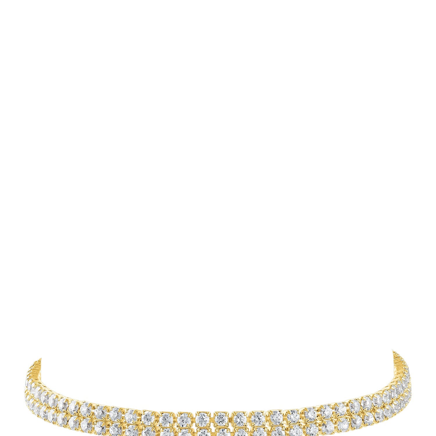 Pulsera de doble hilera con pavé de zirconias cúbicas en latón bañado en oro de 14K, foto 1