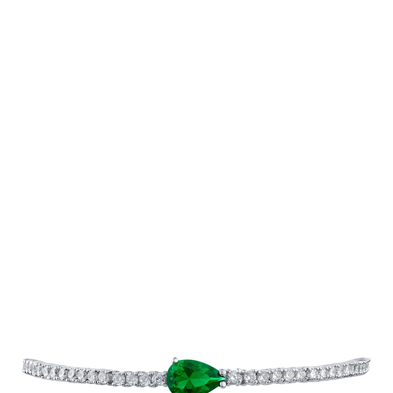 Pulsera tenis con zirconias cúbicas verdes en forma de pera y redondas en latón bañado en rodio, foto 1