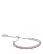 Pulsera bolo con zirconias cúbicas redondas rosa en latón bañado en rodio, foto 2
