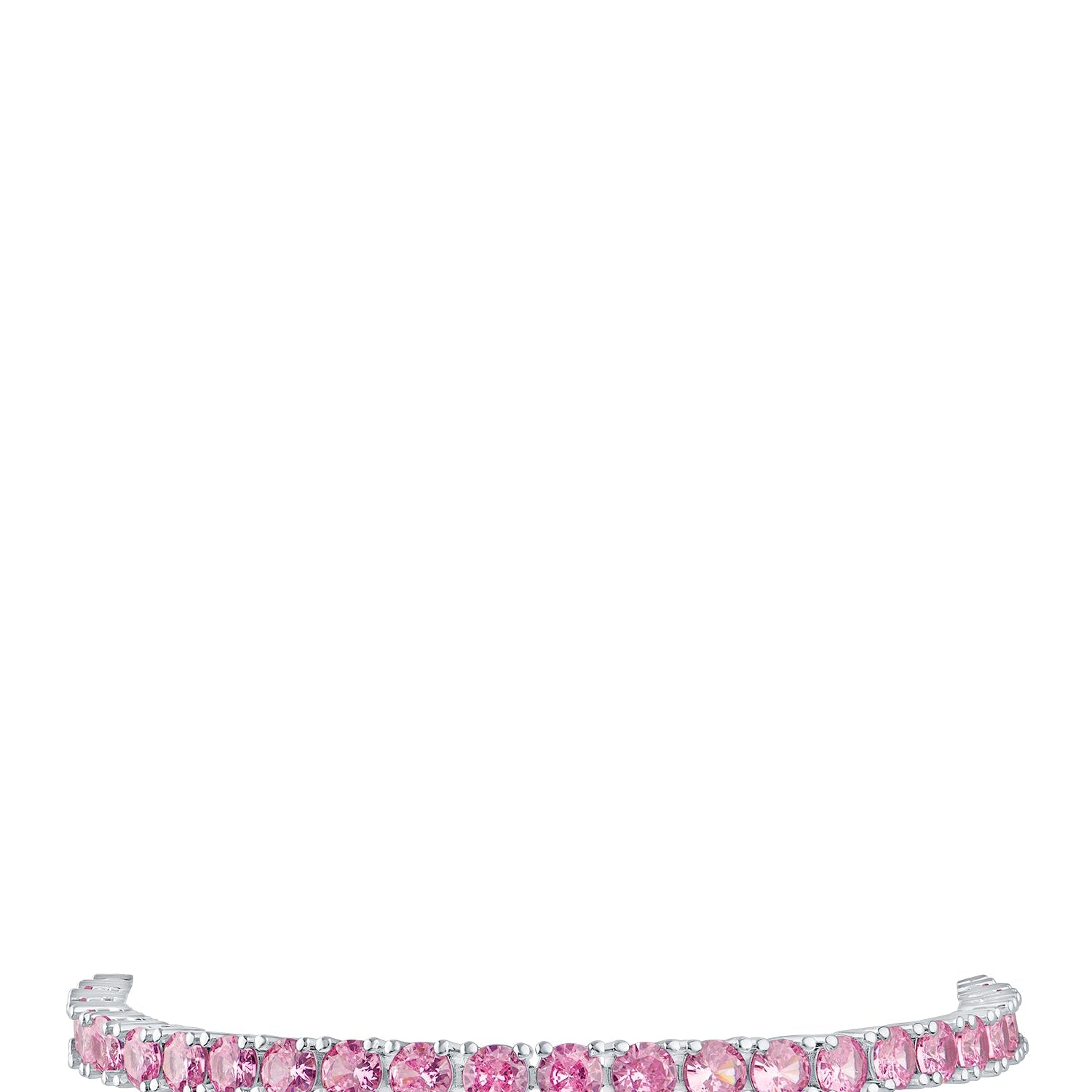 Pulsera bolo con zirconias cúbicas redondas rosa en latón bañado en rodio, foto 1