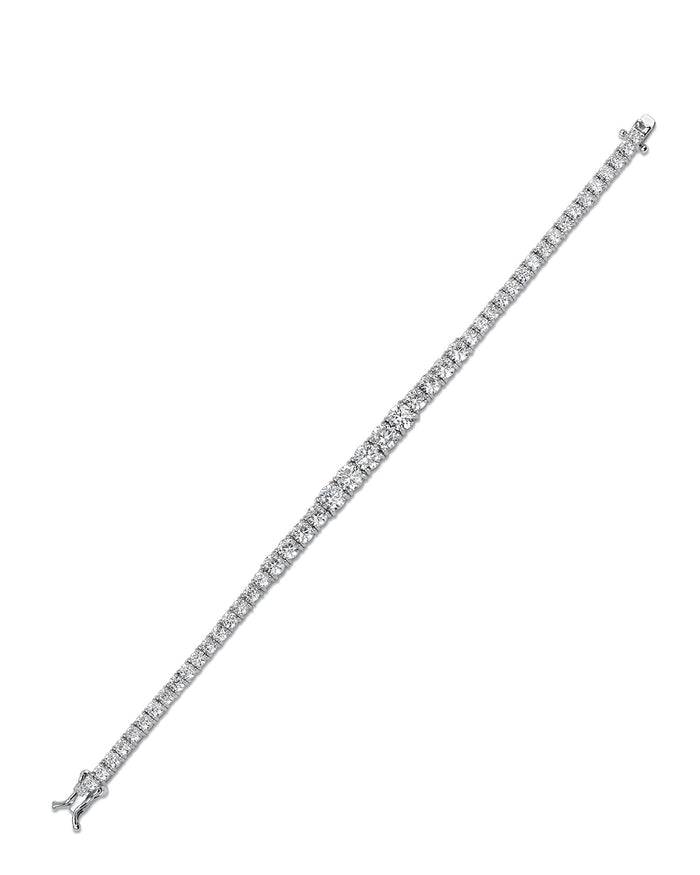 Graduated Cubic Zirconia Tennis Bracelet in Rhodium-Plated Brass, photo 2