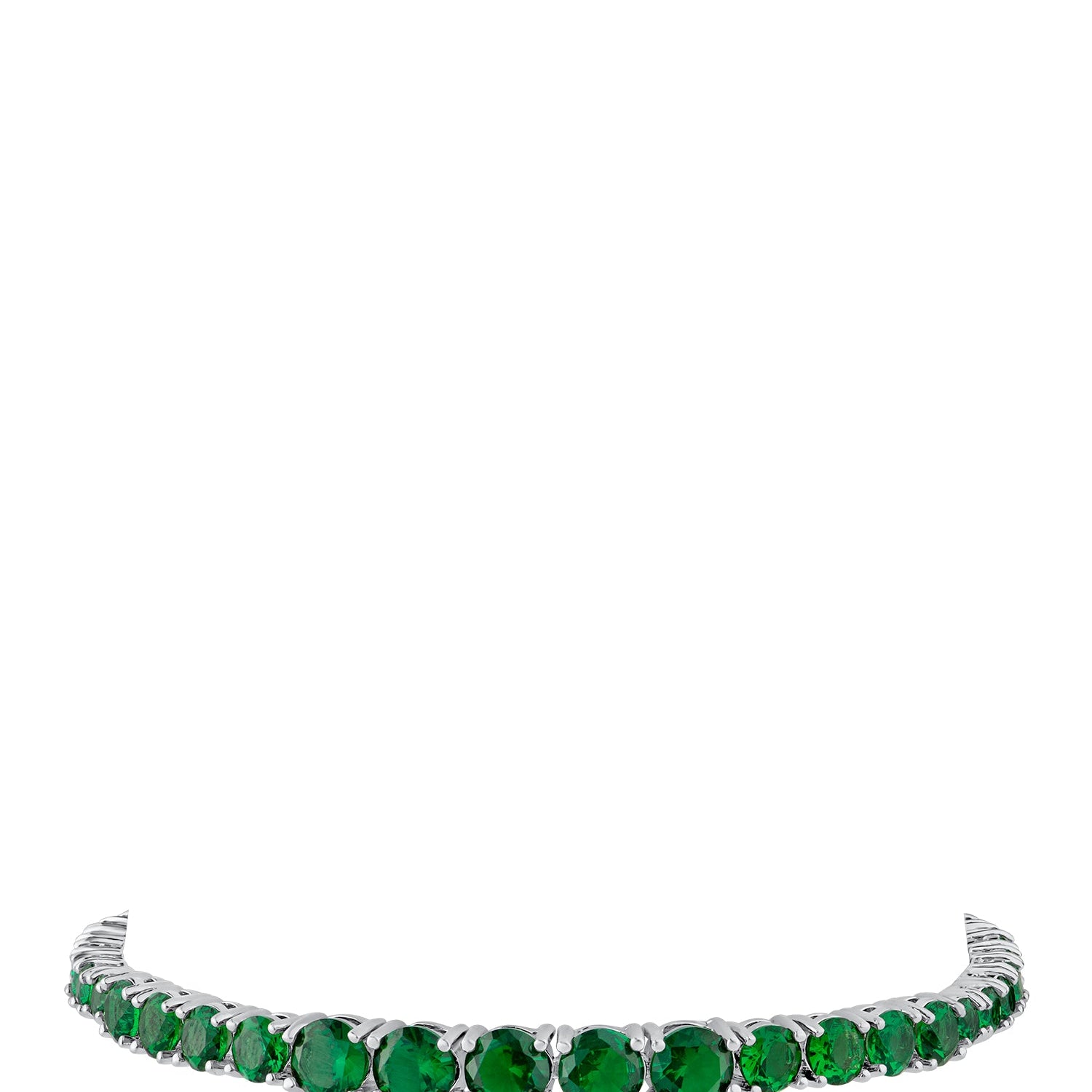 Pulsera tenis graduada con zirconias cúbicas redondas y verdes en latón bañado en rodio, foto 1