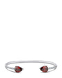 Brazalete abierto con dos zirconias cúbicas en forma de pera en latón bañado en rodio, foto 3