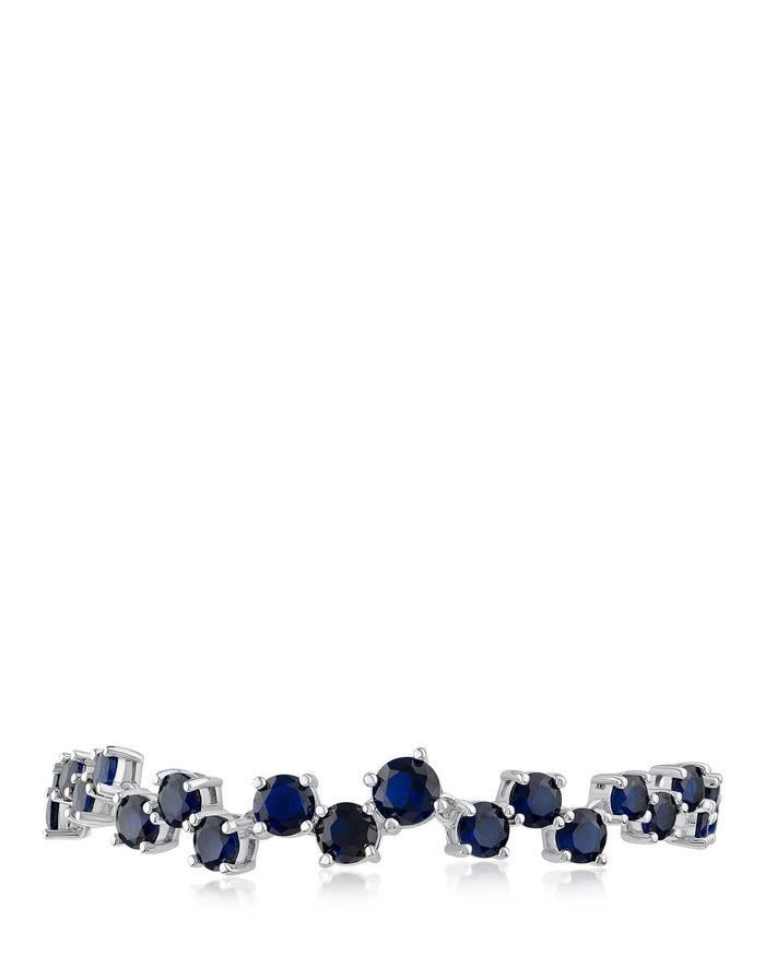 Pulsera de diseño disperso con zirconias cúbicas redondas en latón bañado en rodio, foto 3