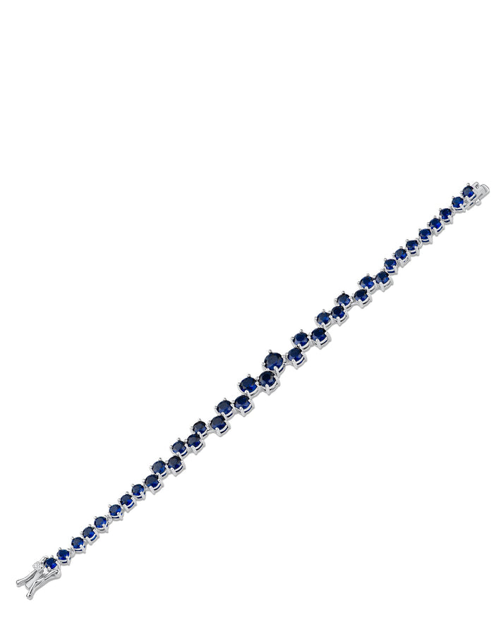 Pulsera de diseño disperso con zirconias cúbicas redondas en latón bañado en rodio, foto 6