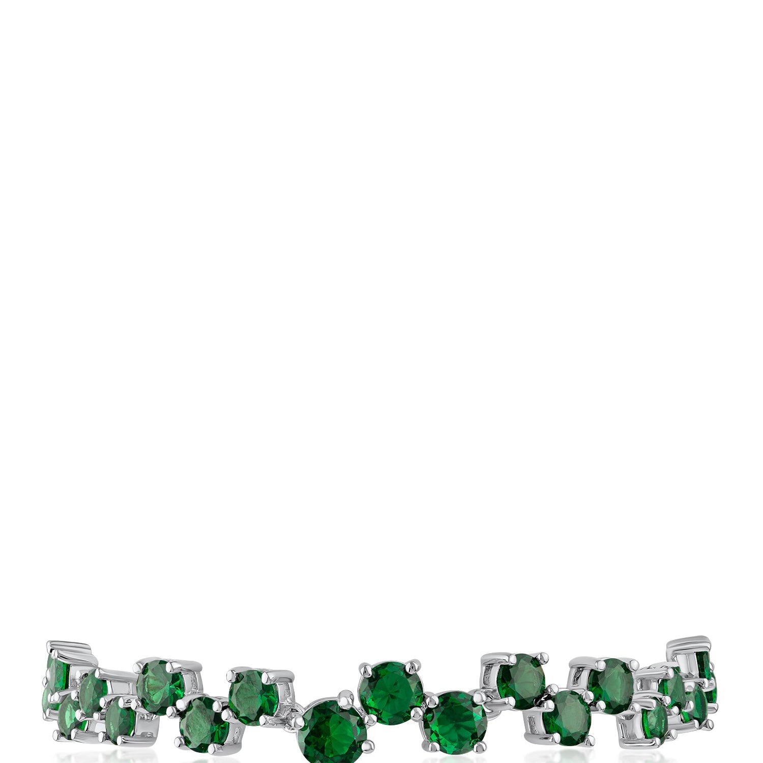 Pulsera de diseño disperso con zirconias cúbicas redondas en latón bañado en rodio, foto 2