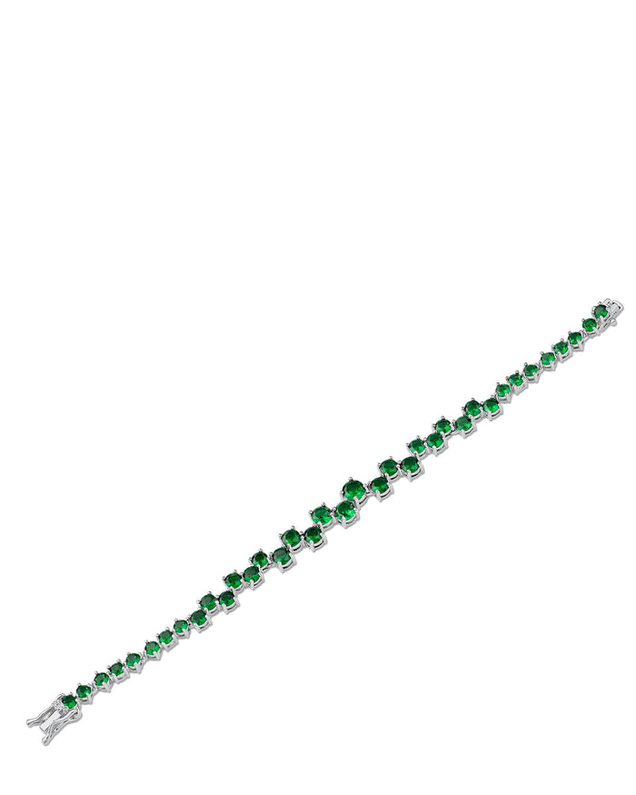 Pulsera de diseño disperso con zirconias cúbicas redondas en latón bañado en rodio, foto 5