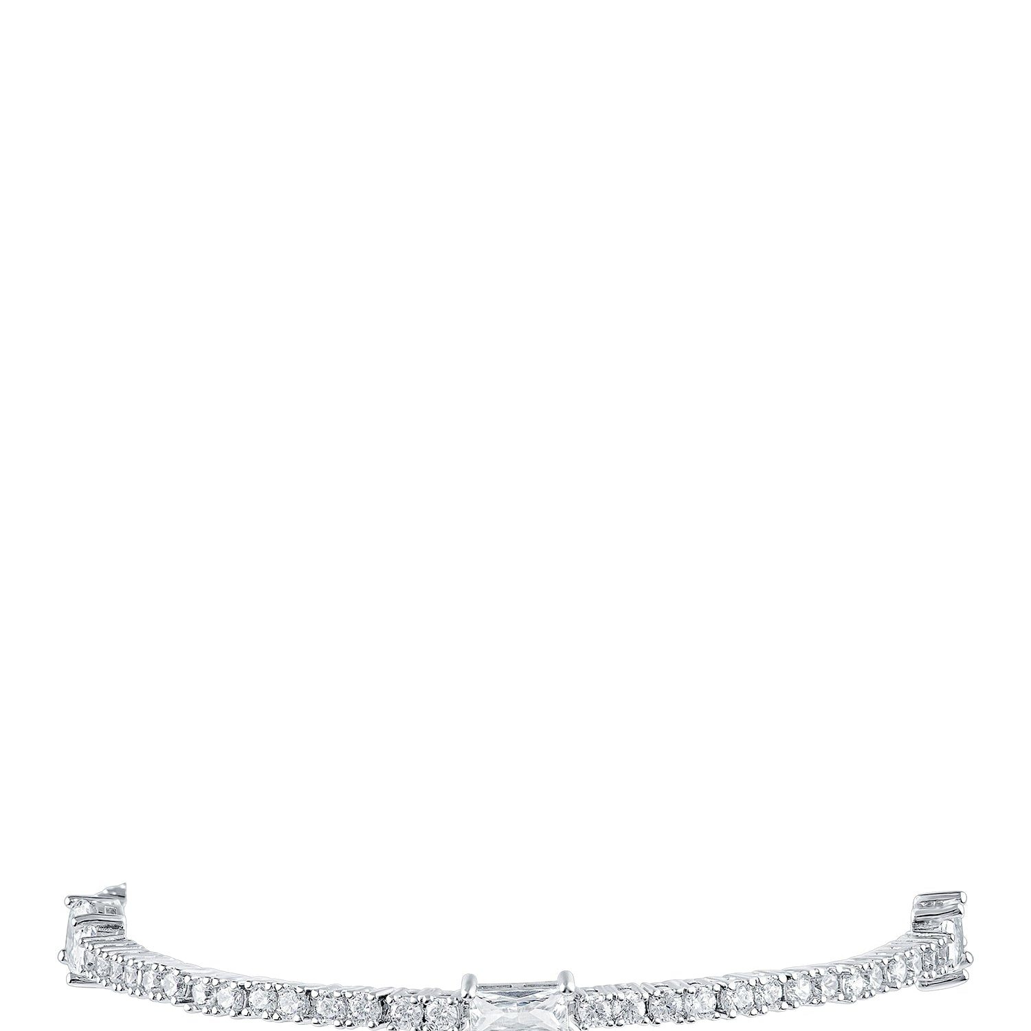 Pulsera de línea con zirconias cúbicas redondas y de varias formas en latón bañado en rodio, foto 1