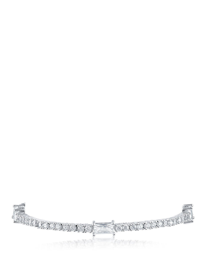 Pulsera de línea con zirconias cúbicas redondas y de varias formas en latón bañado en rodio, foto 1