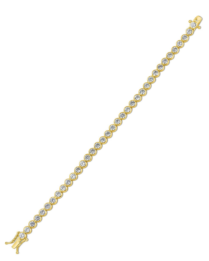 Pulsera tenis de bisel con zirconias cúbicas redondas en latón bañado, foto 3