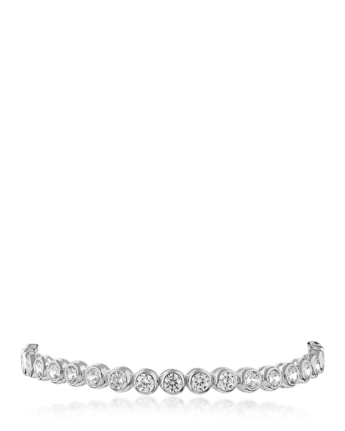 Pulsera tenis de bisel con zirconias cúbicas redondas en latón bañado, foto 2