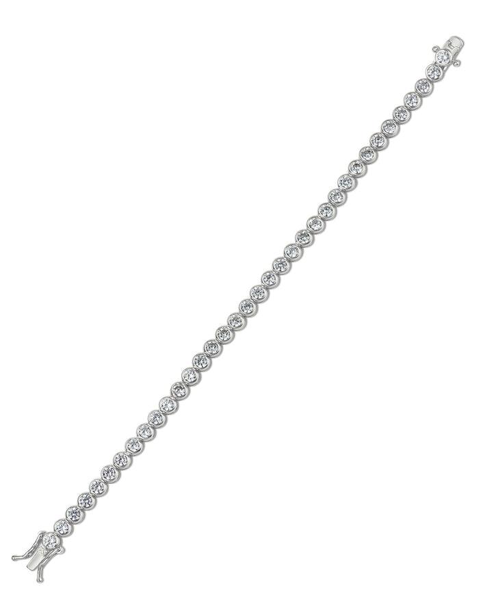 Pulsera tenis de bisel con zirconias cúbicas redondas en latón bañado, foto 4