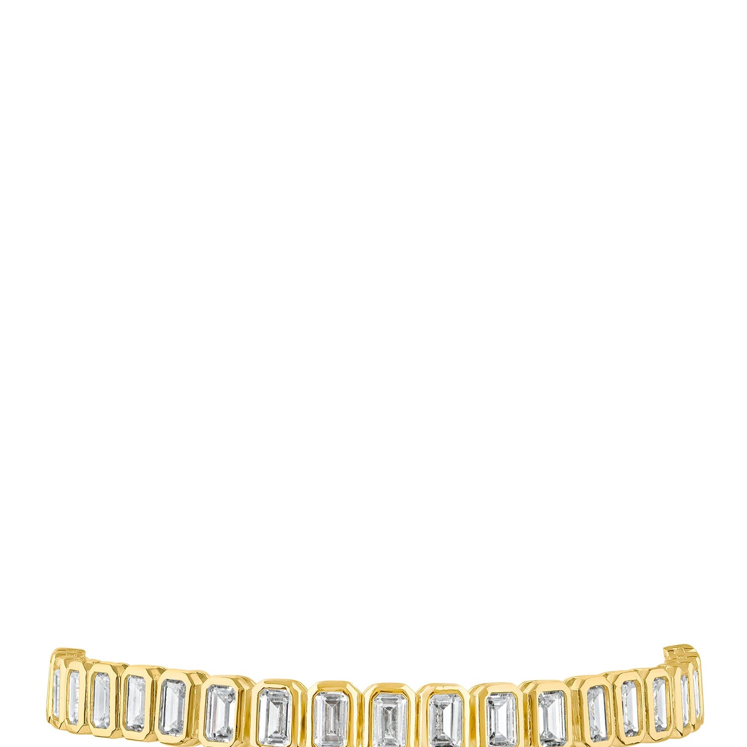 Pulsera tenis con zirconias cúbicas talla esmeralda en engaste de bisel en latón en tono dorado o bañado en rodio, foto 1