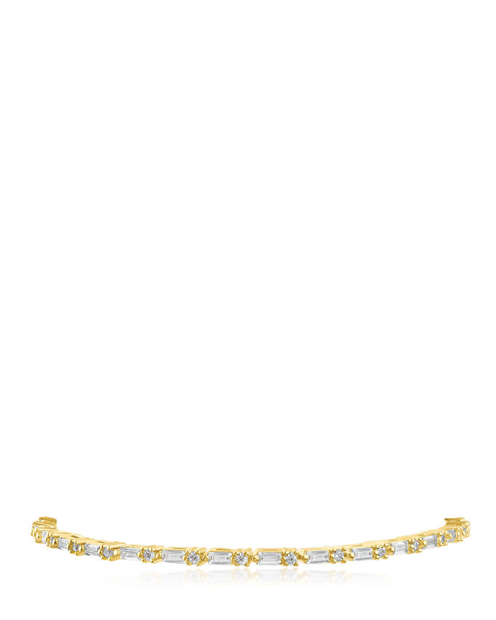 Baguette and Round Cubic Zirconia Tennis Bracelet in Plated Brass, photo 1