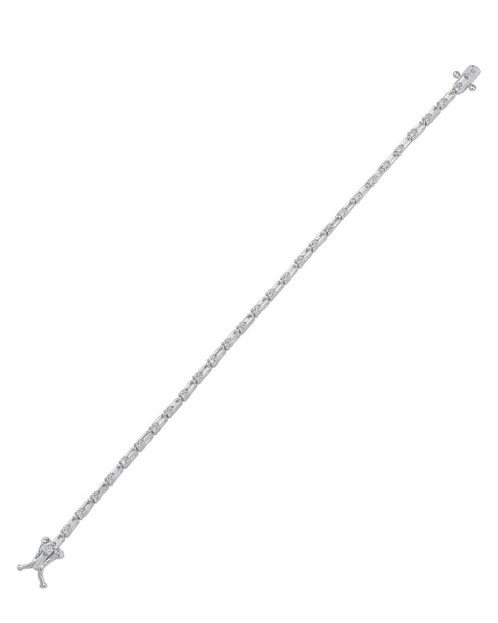 Baguette and Round Cubic Zirconia Tennis Bracelet in Plated Brass, photo 4