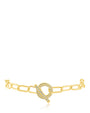 Pulsera de cadena toggle con zirconias cúbicas en engaste pavé en latón bañado en oro de 18K, foto 1