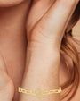 Pulsera de cadena toggle con zirconias cúbicas en engaste pavé en latón bañado en oro de 18K, foto 3