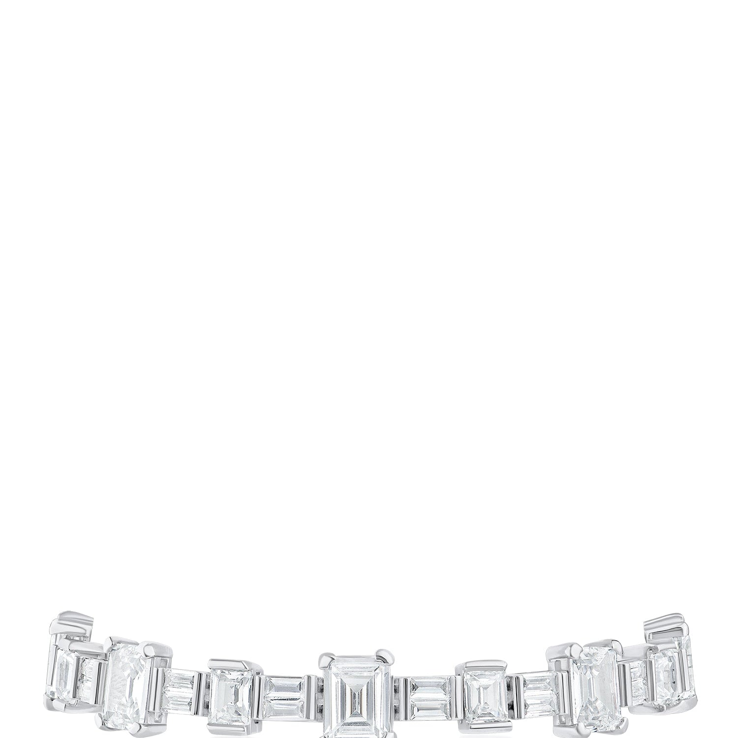 Pulsera con zirconias cúbicas y baguettes en latón bañado en rodio, foto 1