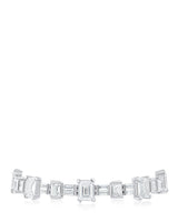 Cubic Zirconia and Baguette Bracelet in Rhodium-Plated Brass