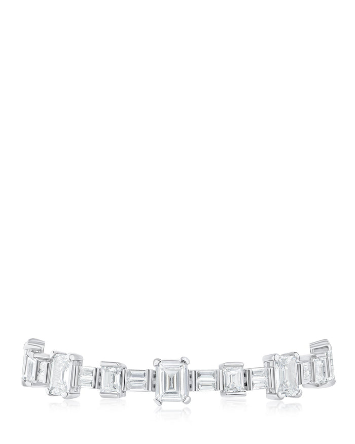 Pulsera con zirconias cúbicas y baguettes en latón bañado en rodio, foto 1