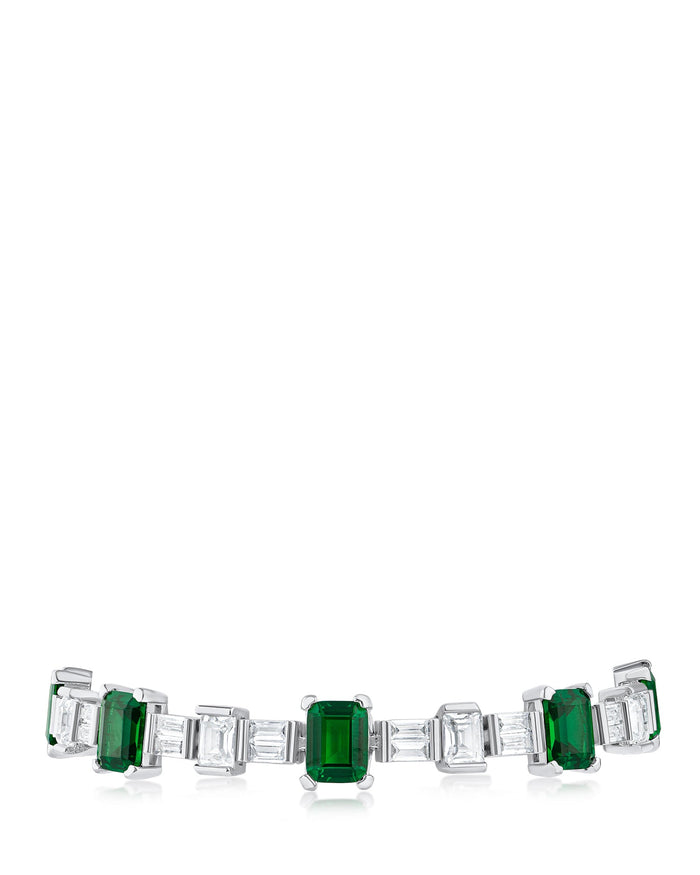 Pulsera con zirconias cúbicas y baguettes en latón bañado en rodio, foto 2