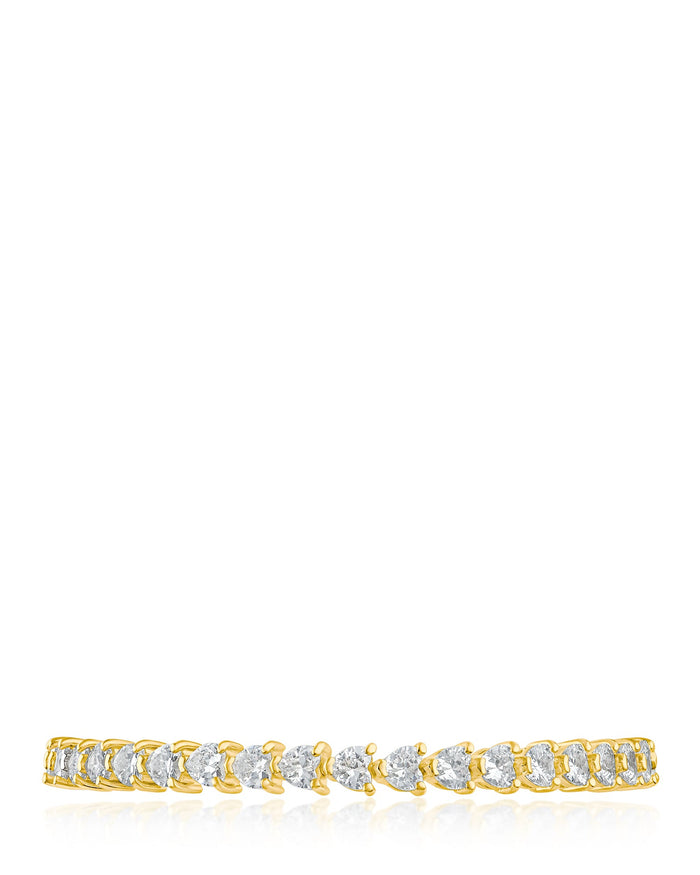 Pulsera tenis con zirconias cúbicas en forma de corazón en latón bañado en oro de 14K, foto 2