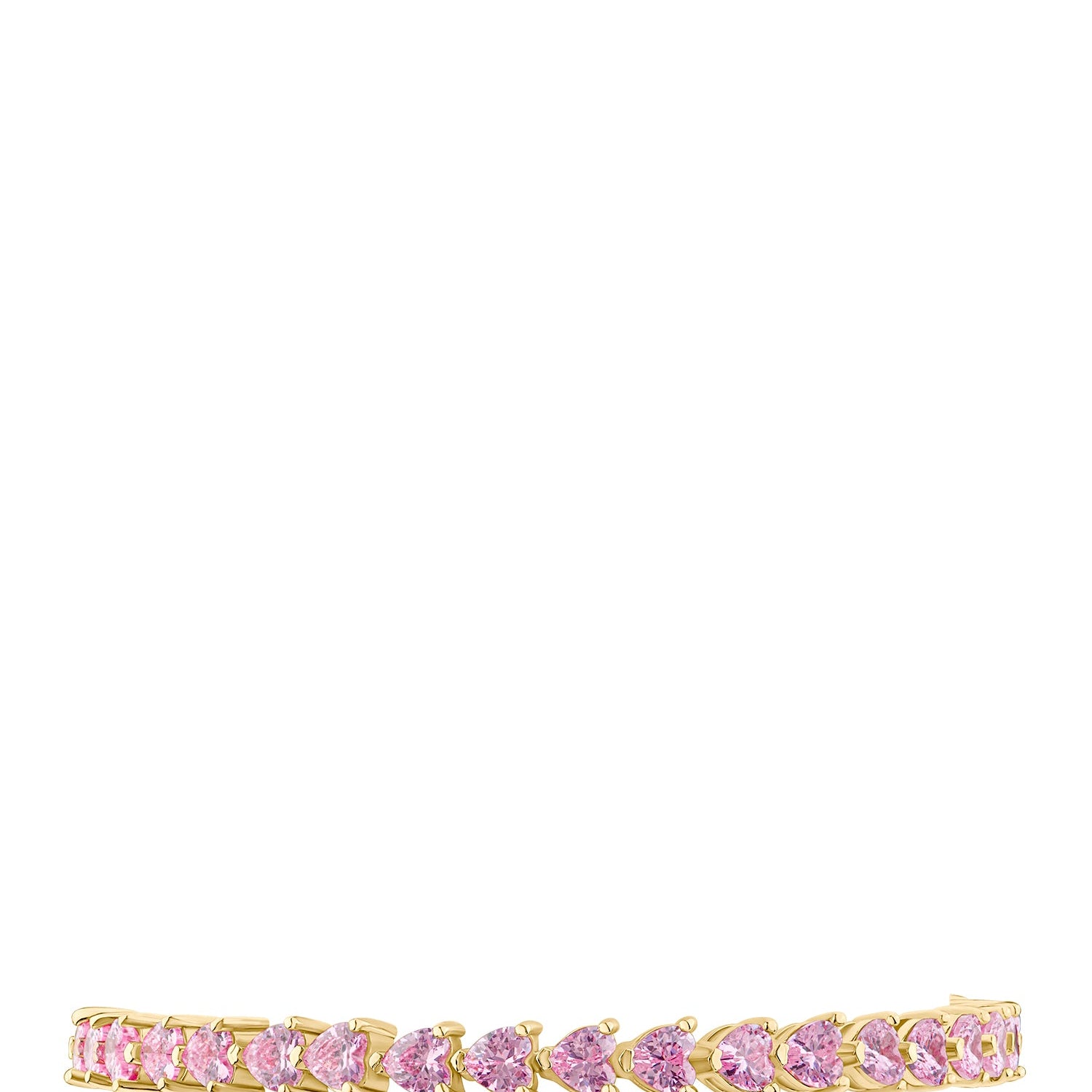 Pulsera tenis con zirconias cúbicas en forma de corazón en latón bañado en oro de 14K, foto 1