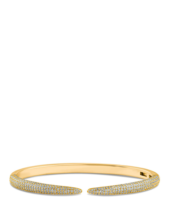 Pavé Cubic Zirconia Spike Bracelet in Gold-Plated or Rhodium-Plated Brass, photo 1