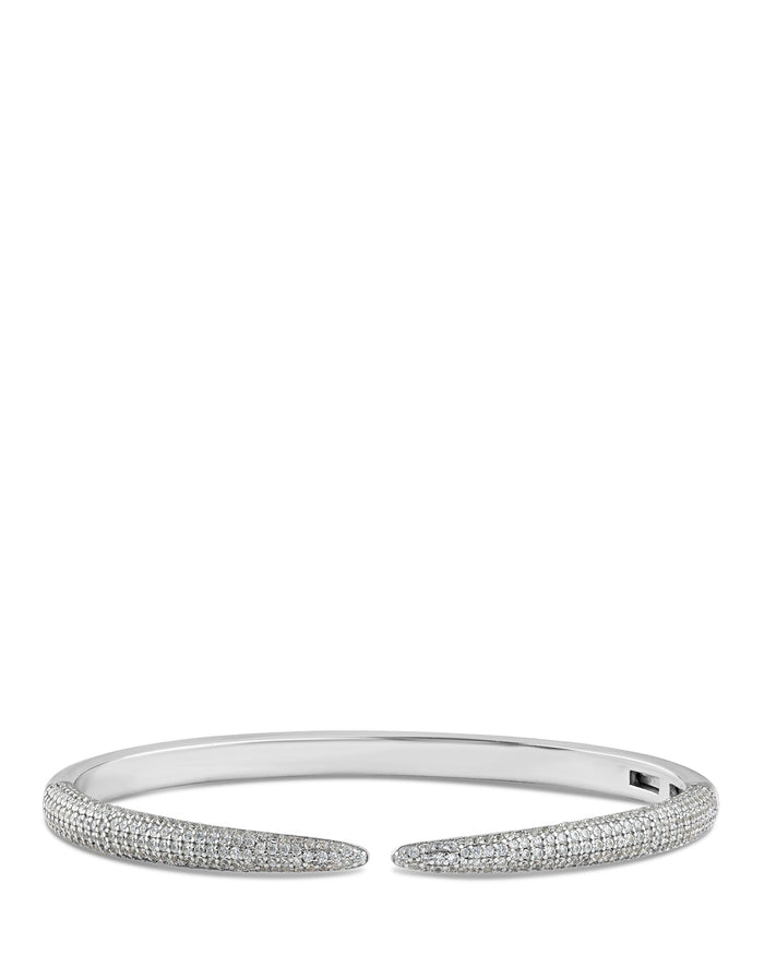 Pavé Cubic Zirconia Spike Bracelet in Gold-Plated or Rhodium-Plated Brass, photo 2