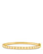 Brazalete rígido con bisagra y franja de zirconias cúbicas en engaste pavé en latón bañado en oro de 14K, foto 1