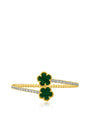 Pavé Cubic Zirconia Wrap Bracelet with Double Resin Clover in Gold-Plated Brass, photo 3